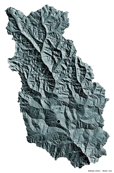 Форма Бумтанга Район Бутана Столицей Изолированной Белом Фоне Цветная Карта — стоковое фото