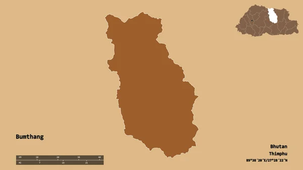 Forma Bumthang Distrito Bután Con Capital Aislada Sobre Fondo Sólido — Foto de Stock