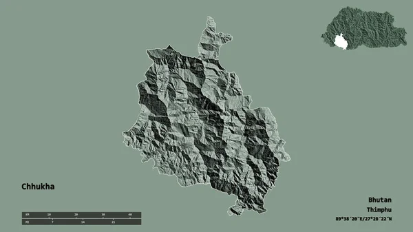 Forma Chhukha Distrito Butão Com Sua Capital Isolada Fundo Sólido — Fotografia de Stock
