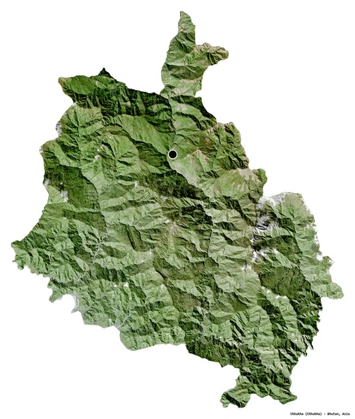 ブータン地方のチュカの形で 首都は白い背景に孤立しています 衛星画像 3Dレンダリング — ストック写真