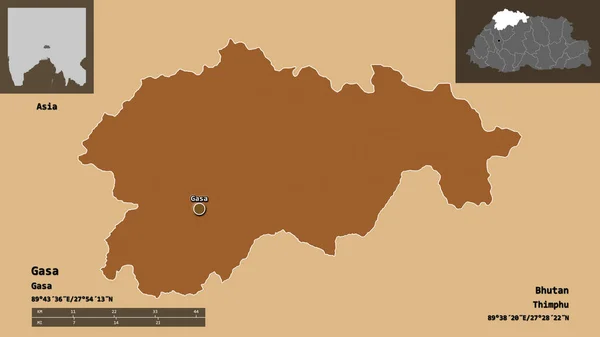 Форма Гаса Район Бутана Столица Шкала Расстояний Предварительные Просмотры Метки — стоковое фото