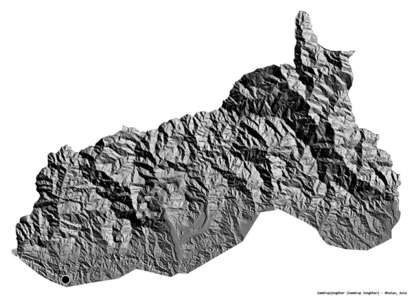 Forma Samdrupjongkhar Distrito Bután Con Capital Aislada Sobre Fondo Blanco — Foto de Stock