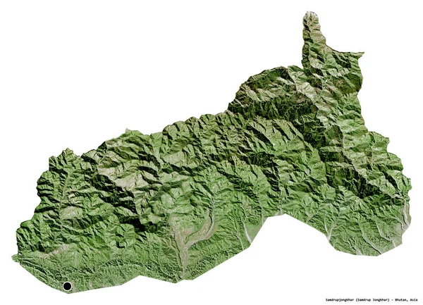 Tvar Samdrupjongkhar Okres Bhútán Hlavním Městem Izolovaným Bílém Pozadí Satelitní — Stock fotografie