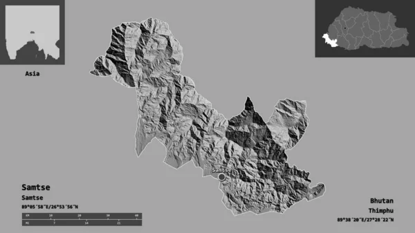 Samtse Şekli Butan Bölgesi Başkenti Uzaklık Ölçeği Gösterimler Etiketler Çift — Stok fotoğraf
