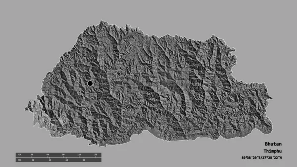 Forma Desnaturalizada Bután Con Capital División Regional Principal Zona Separada — Foto de Stock