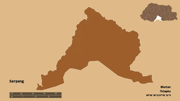 Forma Sarpang Distrito Bután Con Capital Aislada Sobre Fondo Sólido — Foto de Stock