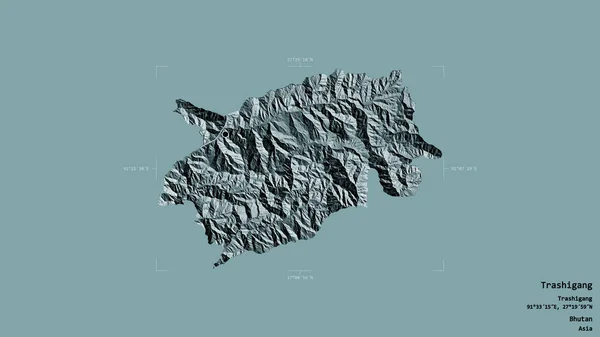 Area Trashigang District Bhutan Isolated Solid Background Georeferenced Bounding Box — Stock Photo, Image
