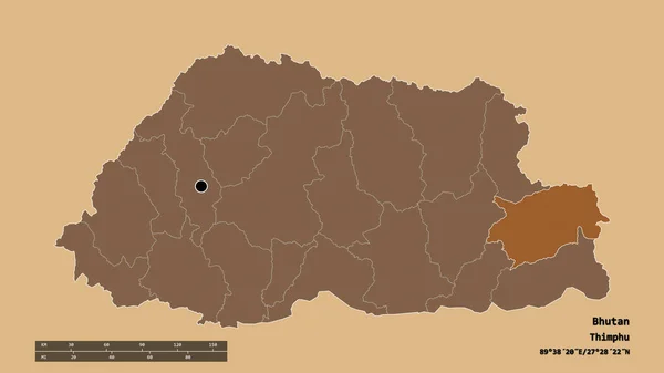 Vyprahlý Tvar Bhútánu Hlavním Městem Hlavní Regionální Divizí Oddělenou Oblastí — Stock fotografie