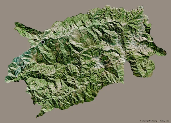 Shape Trashigang District Bhutan Its Capital Isolated Solid Color Background — Stock Photo, Image