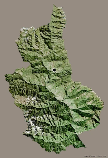 Shape Trongsa District Bhutan Its Capital Isolated Solid Color Background — Stock Photo, Image