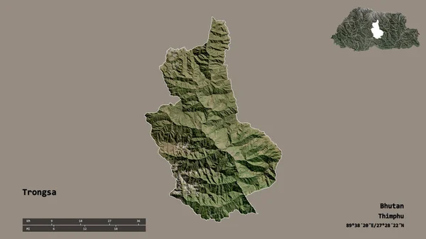 Форма Тронгса Район Бутана Столицей Изолированы Прочном Фоне Дистанционный Масштаб — стоковое фото