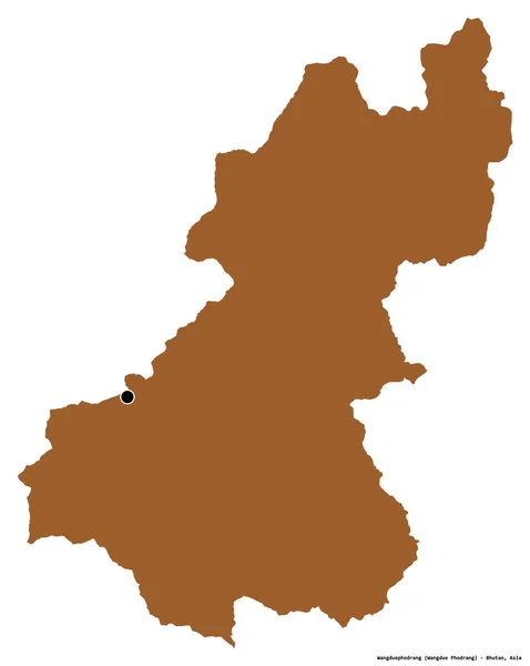 Form Wangduephodrang Distriktet Bhutan Med Dess Huvudstad Isolerad Vit Bakgrund — Stockfoto