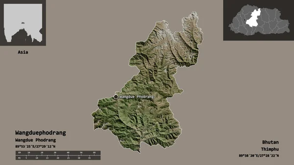 Форма Вангдуэфодранга Район Бутана Столица Шкала Расстояний Предварительные Просмотры Метки — стоковое фото