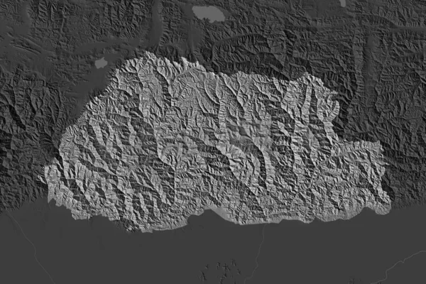 Forma Bután Separada Por Desaturación Las Áreas Vecinas Mapa Elevación — Foto de Stock