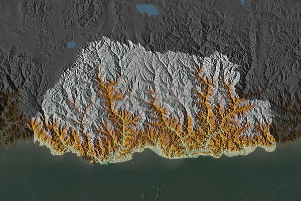 부탄의 모양은 지역의 퇴화에 분리되었다 렌더링 — 스톡 사진