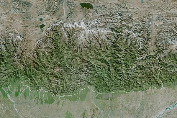 Utvidgat Område Bhutan Med Landskiss Internationella Och Regionala Gränser Satellitbilder — Stockfoto
