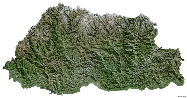 Forme Bhoutan Avec Capitale Isolée Sur Fond Blanc Imagerie Satellite — Photo
