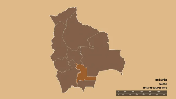 Desaturated Shape Bolivia Its Capital Main Regional Division Separated Chuquisaca — Stock Photo, Image