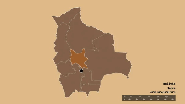 Forma Desnaturalizada Bolivia Con Capital Principal División Regional Área Separada — Foto de Stock