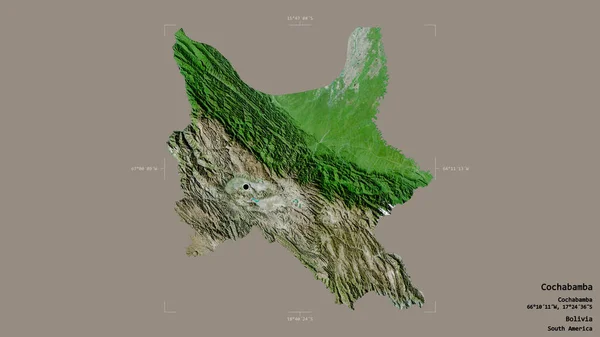 Cochabamba Területe Bolívia Megye Szilárd Háttérrel Elszigetelve Egy Georeferált Határoló — Stock Fotó