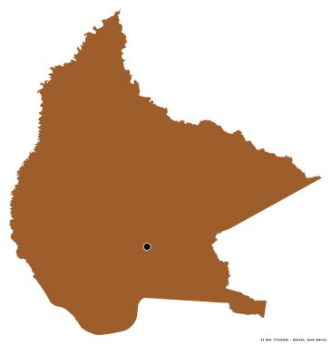 El Beni 'nin şekli, Bolivya departmanı, başkenti beyaz arka planda izole edilmiş. Desenli dokuların bileşimi. 3B görüntüleme