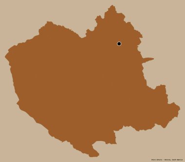 Oruro 'nun şekli, Bolivya departmanı, başkenti katı bir renk arkaplanı ile izole edilmiş. Desenli dokuların bileşimi. 3B görüntüleme