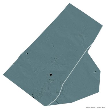 Gaborone 'un şekli, Botswana şehri, başkenti beyaz arka planda izole edilmiş. Renkli yükseklik haritası. 3B görüntüleme