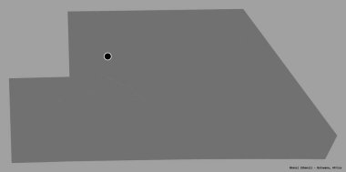 Botswana 'nın Ghanzi ilçesi, başkenti katı bir renk arkaplanı ile izole edilmiş. Çift seviyeli yükseklik haritası. 3B görüntüleme