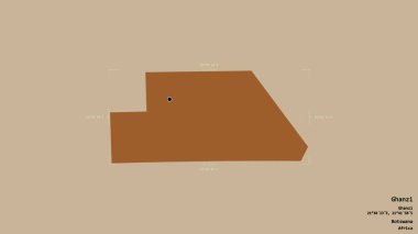 Ghanzi bölgesi, Botswana bölgesi, jeoreferatlı bir sınır kutusunda sağlam bir arka planda izole edilmiş. Etiketler. Desenli dokuların bileşimi. 3B görüntüleme