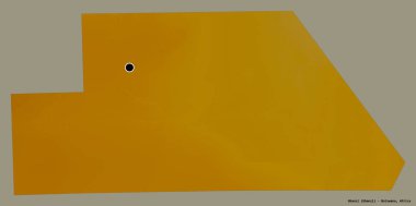 Botswana 'nın Ghanzi ilçesi, başkenti katı bir renk arkaplanı ile izole edilmiş. Topografik yardım haritası. 3B görüntüleme