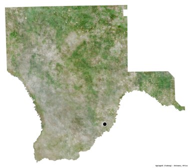 Botswana 'nın Kgalagadi ilçesi, başkenti beyaz arka planda izole edilmiştir. Uydu görüntüleri. 3B görüntüleme