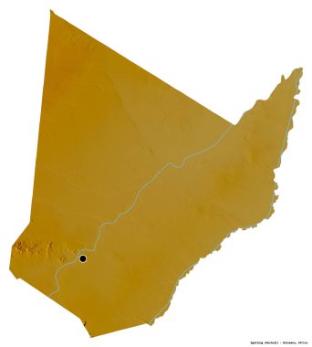 Botswana 'nın Kgatleng ilçesi, başkenti beyaz arka planda izole edilmiştir. Topografik yardım haritası. 3B görüntüleme