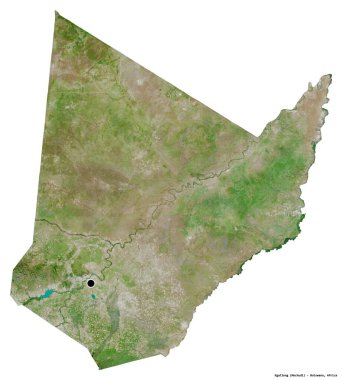 Botswana 'nın Kgatleng ilçesi, başkenti beyaz arka planda izole edilmiştir. Uydu görüntüleri. 3B görüntüleme