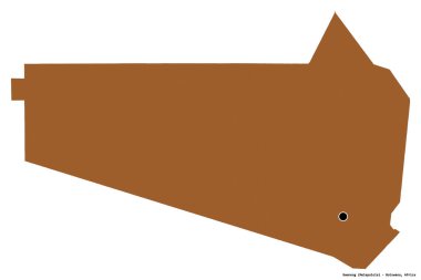 Botswana 'nın Kweneng ilçesi, başkenti beyaz arka planda izole edilmiş. Desenli dokuların bileşimi. 3B görüntüleme