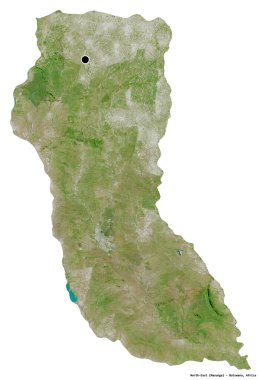 Botswana 'nın kuzeydoğu bölgesi, başkenti beyaz arka planda izole edilmiş. Uydu görüntüleri. 3B görüntüleme