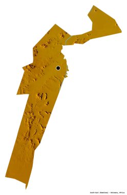 Botswana 'nın güneydoğu bölgesi, başkenti beyaz arka planda izole edilmiş. Topografik yardım haritası. 3B görüntüleme