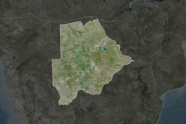Botswana 'nın şekli, komşu bölgelerin dedoygunluğuyla ayrılır. Sınırlar. Uydu görüntüleri. 3B görüntüleme