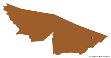 Acre 'nin şekli, Brezilya eyaleti, başkenti beyaz arka planda izole edilmiş. Desenli dokuların bileşimi. 3B görüntüleme