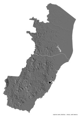Brezilya eyaleti Espirito Santo 'nun beyaz arka planda izole edilmiş başkenti. Çift seviyeli yükseklik haritası. 3B görüntüleme