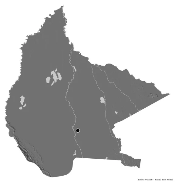 Tvar Beni Oddělení Bolívie Hlavním Městem Izolovaným Bílém Pozadí Mapa — Stock fotografie