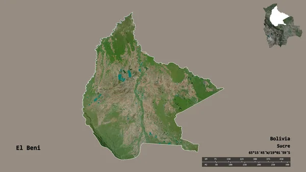 Форма Ель Бені Департамент Болівії Столицею Ізольованою Твердому Тлі Масштаб — стокове фото