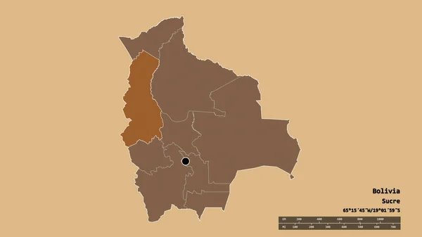 Forma Desnaturalizada Bolivia Con Capital Principal División Regional Área Separada —  Fotos de Stock