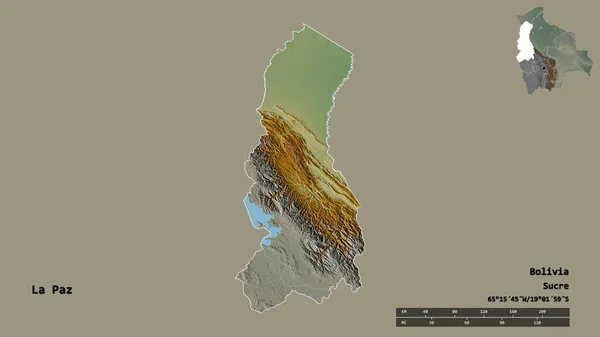 Форма Паса Департаменту Болівії Столицею Ізольованою Твердому Тлі Масштаб Відстаней — стокове фото