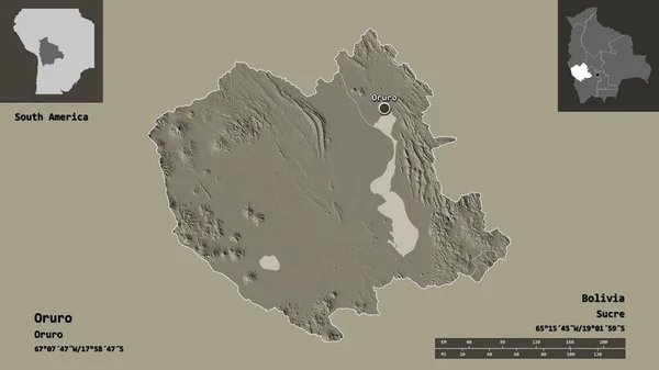 Форма Оруро Департамент Боливии Столица Шкала Расстояний Предварительные Просмотры Метки — стоковое фото
