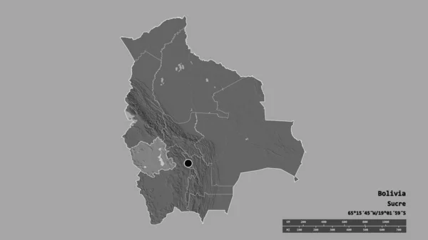 Ungesättigte Form Boliviens Mit Seiner Hauptstadt Der Wichtigsten Regionalen Teilung — Stockfoto