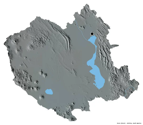 Forma Oruro Departamento Bolivia Con Capital Aislada Sobre Fondo Blanco — Foto de Stock