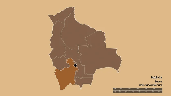 Desaturated Shape Bolivia Its Capital Main Regional Division Separated Potosi — Stock Photo, Image