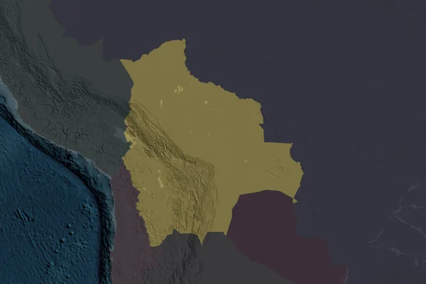 Forma Bolívia Separada Pela Dessaturação Áreas Vizinhas Mapa Elevação Colorido — Fotografia de Stock
