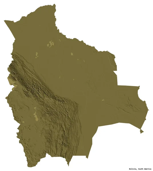 Форма Боливии Столицей Изолирована Белом Фоне Цветная Карта Высоты Рендеринг — стоковое фото