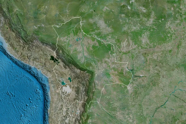 Área Extendida Bolivia Con Contorno País Fronteras Internacionales Regionales Imágenes — Foto de Stock